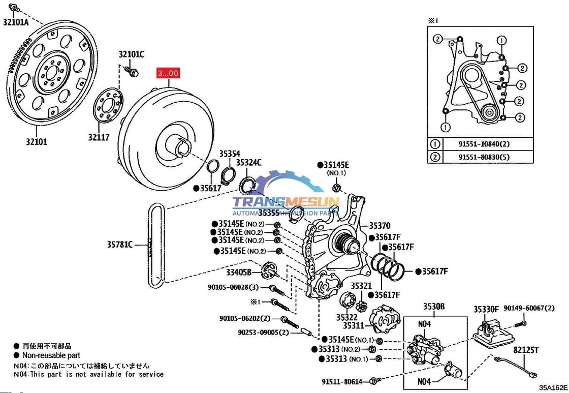 ALPHARD;AVALON;CAMRY ;HIGHLANDER;SIENNA;ES350 αναδιαμορφωμένος UA80E UA80F μετατροπέας ροπής 8ταγώνιας αυτόματης μετάδοσης 3200048060 για Toyota Lexus 3.5L